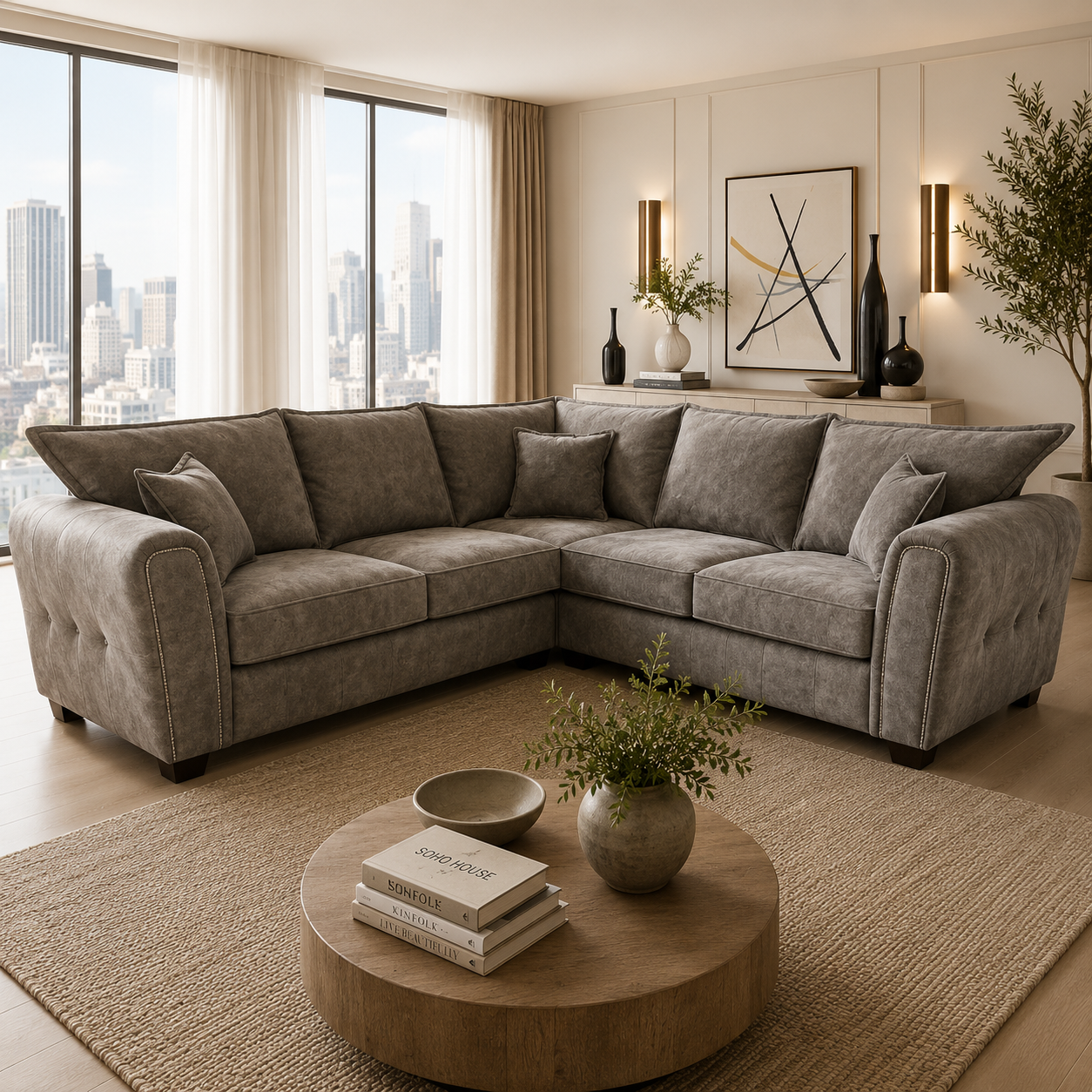 Serena Sofa Brown Large Corner