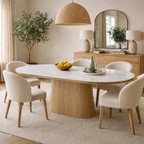 Bianca Oval Dining Table Beech & White Sintered Stone