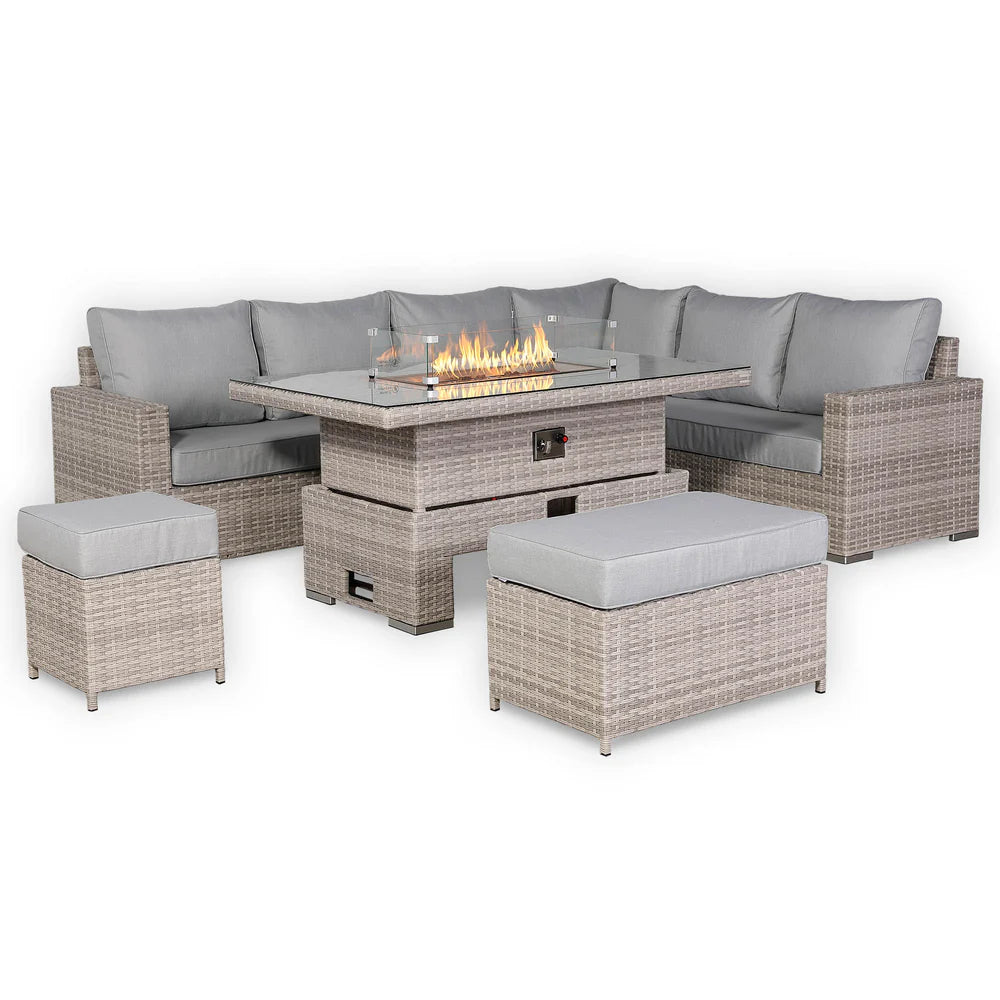 Aurora Range High Back Right Hand Corner Sofa Set with Fire Pit Rising Table