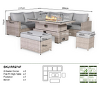 Aurora Range High Back Left Hand Corner Sofa Set with Fire Pit Rising Table
