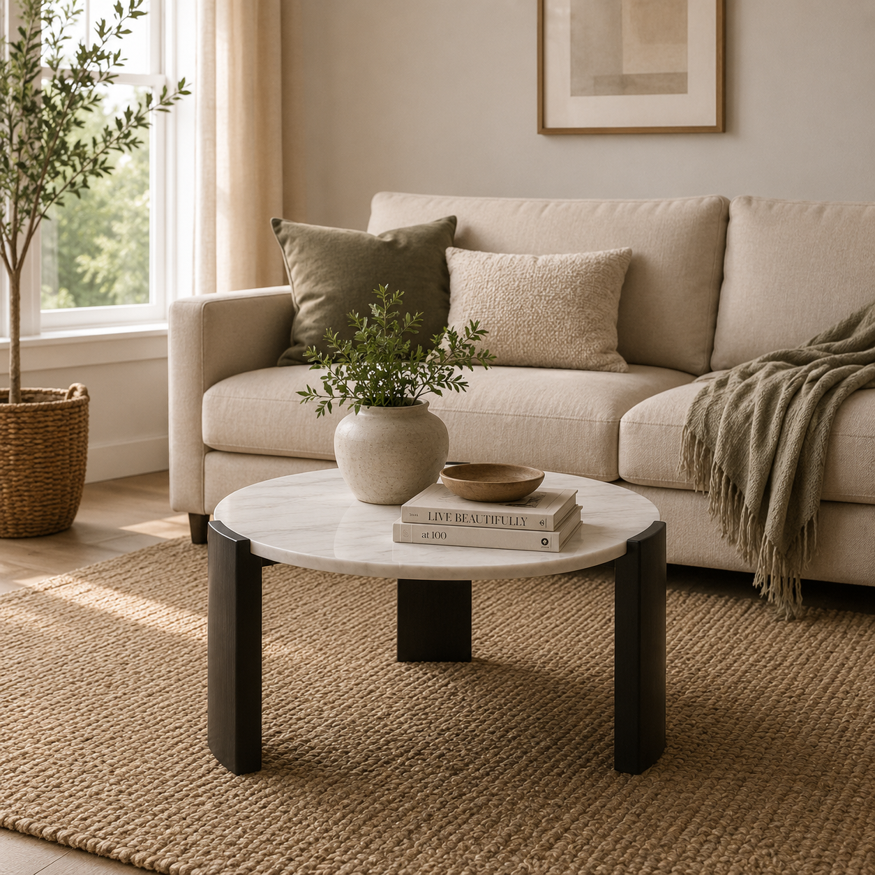 Palermo Round White Marble Top Small Coffee Table