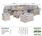 Aurora Range High Back Right Hand Corner Sofa Set with Fire Pit Rising Table