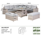 Aurora Range Large Round Corner Sofa Set with Fire Pit Rising Table