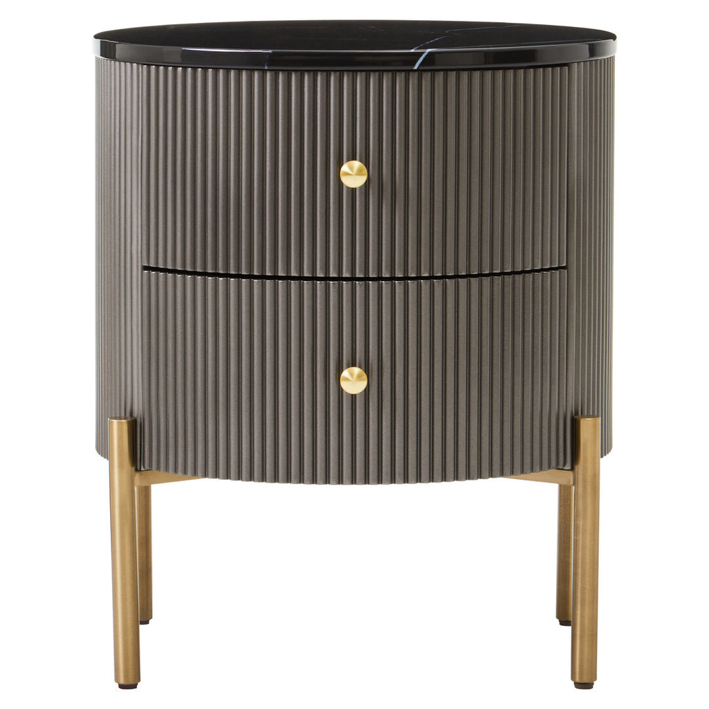 Dervio Grey Two Drawer Chest with Black Marble Top