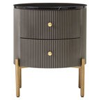 Dervio Grey Two Drawer Chest with Black Marble Top