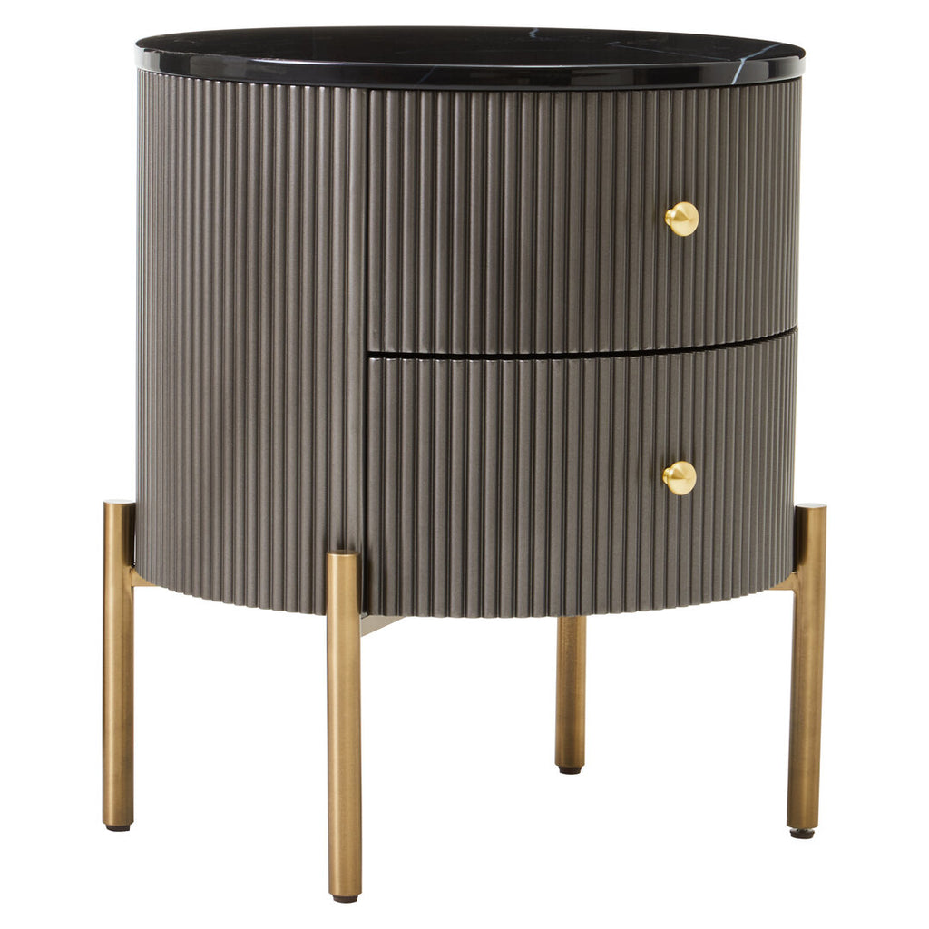 Dervio Grey Two Drawer Chest with Black Marble Top