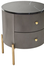 Dervio Grey Two Drawer Chest with Black Marble Top