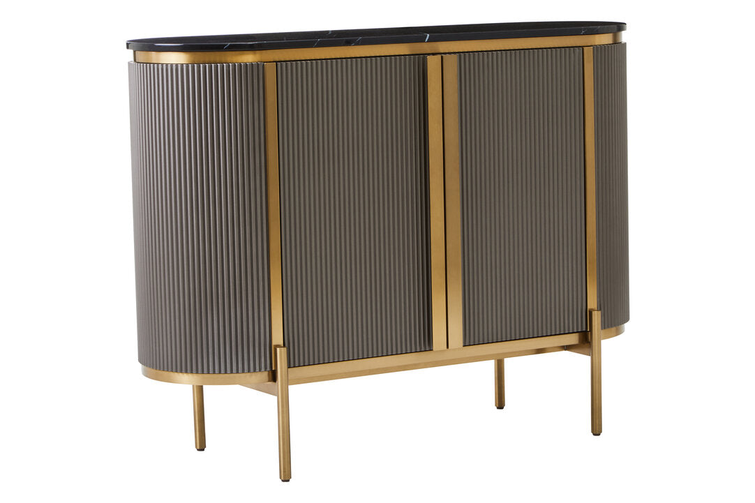 Dervio Grey Two Door Sideboard with Black Marble Top
