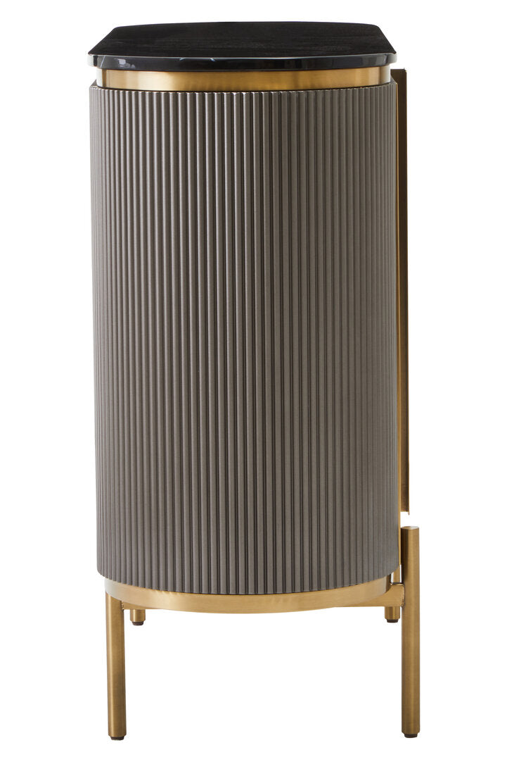 Dervio Grey Two Door Sideboard with Black Marble Top