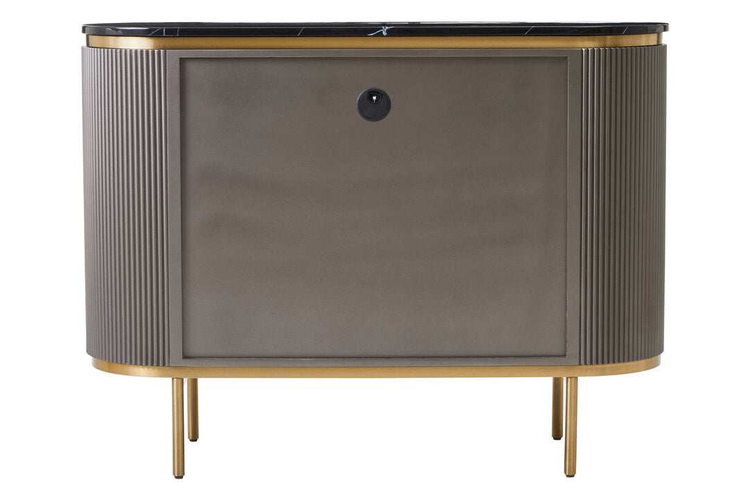 Dervio Grey Two Door Sideboard with Black Marble Top