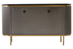 Dervio Grey Four Door Sideboard With Black Marble Top