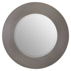 Dervio Grey Ribbed Round Wall Mirror