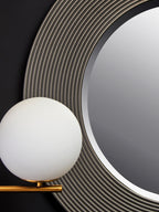 Dervio Grey Ribbed Round Wall Mirror