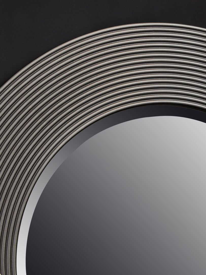 Dervio Grey Ribbed Round Wall Mirror