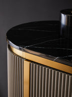 Dervio Grey Two Door Sideboard with Black Marble Top