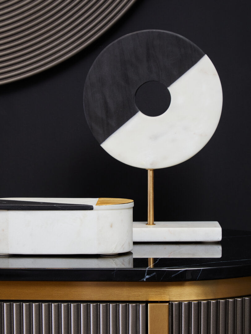 Dervio Grey Two Door Sideboard with Black Marble Top