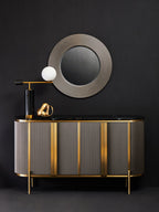 Dervio Grey Four Door Sideboard With Black Marble Top