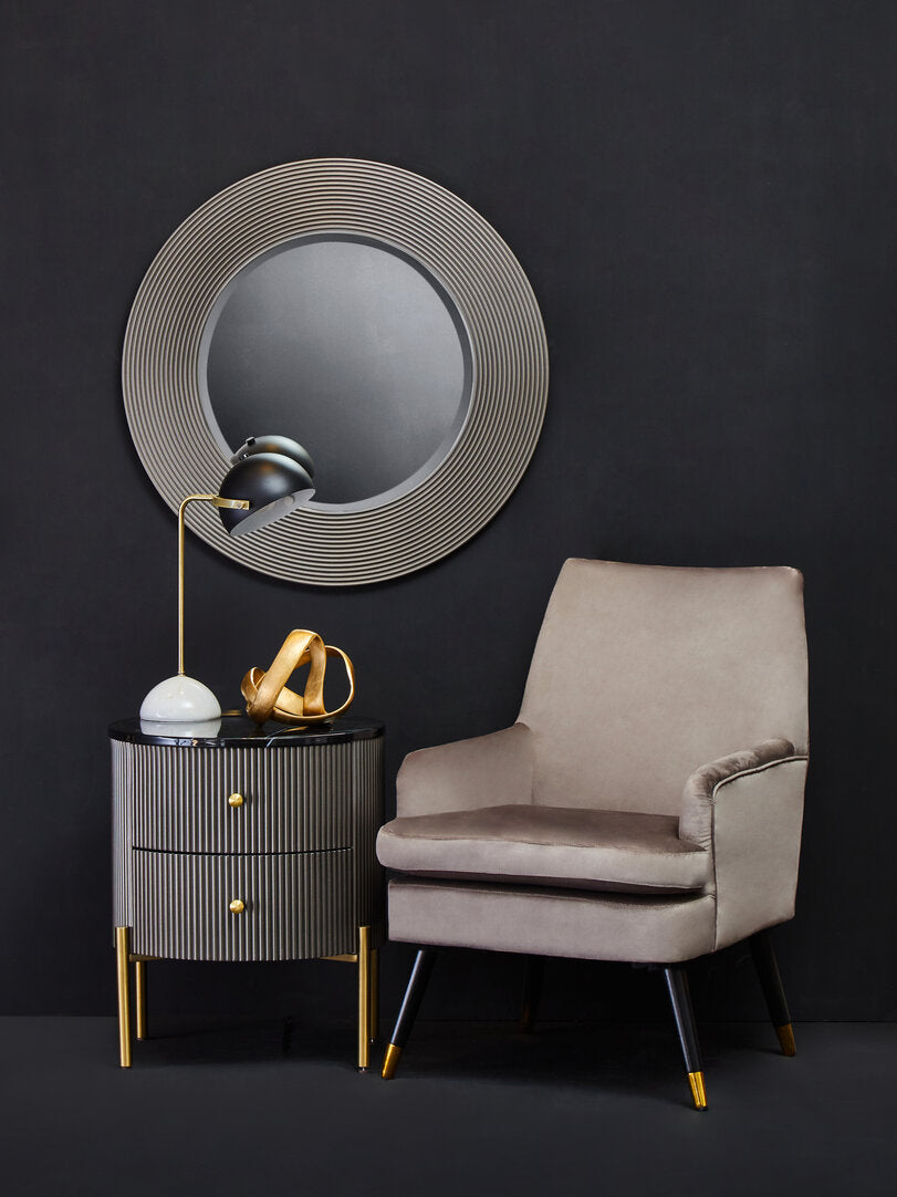 Dervio Grey Two Drawer Chest with Black Marble Top