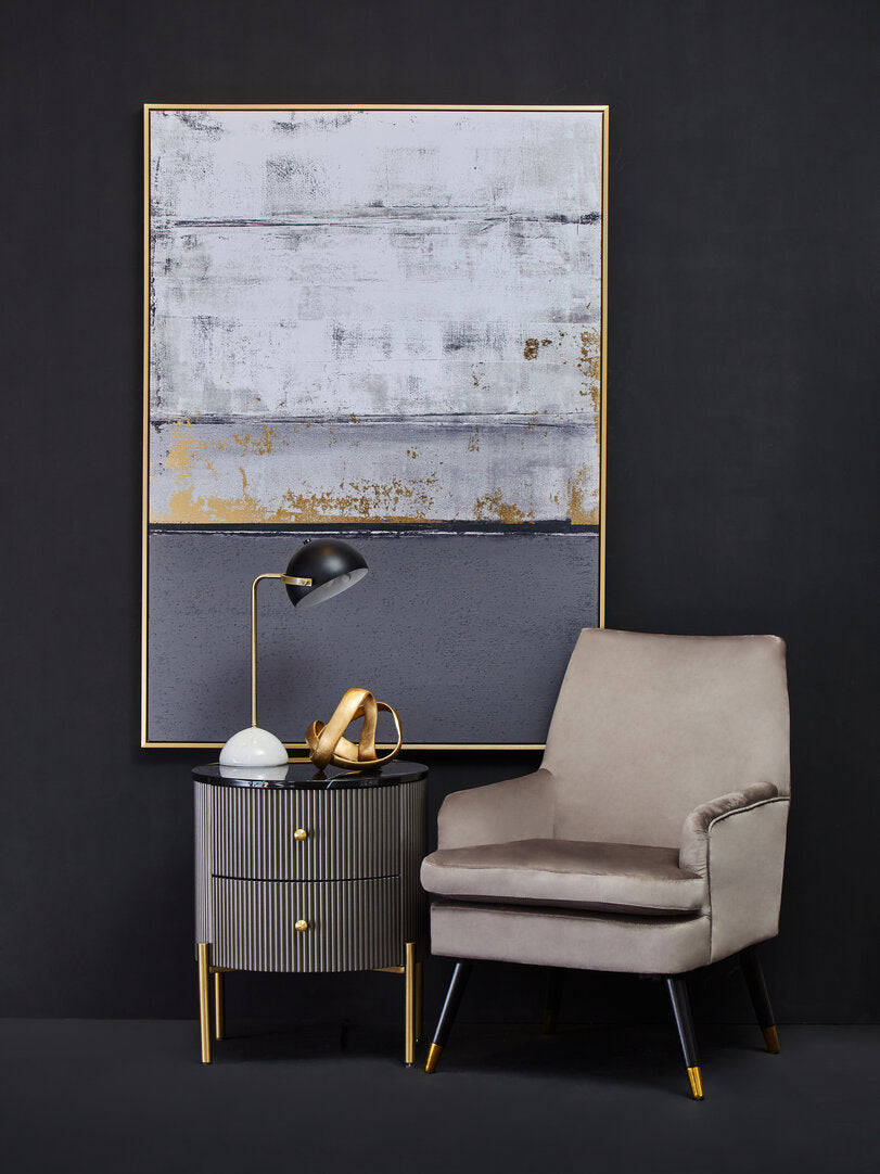 Dervio Grey Two Drawer Chest with Black Marble Top