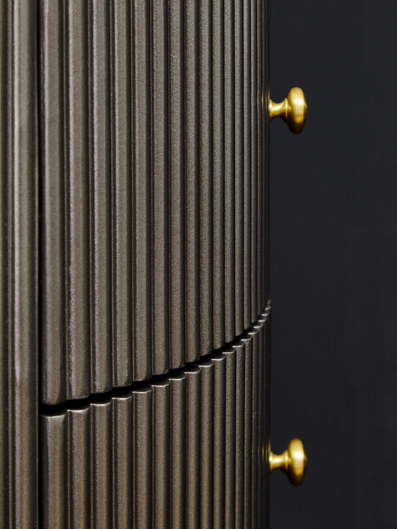 Dervio Grey Two Drawer Chest with Black Marble Top