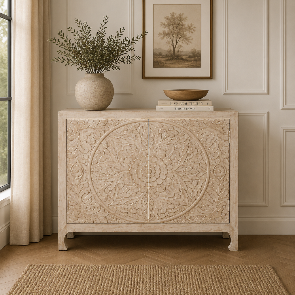 Ornate Wooden 2 Door Cupboard