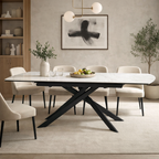 Cosma Extending Dining Table White & Sunset Cloud Vein Ceramic