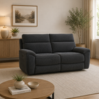Atlanta Black Lay-Z-Boy Style Fabric Power Recliner 2 Seater Sofa