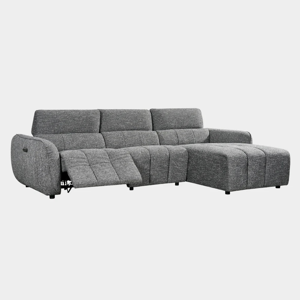 Turin Electric Recliner Sofa Charcoal Right Hand Corner
