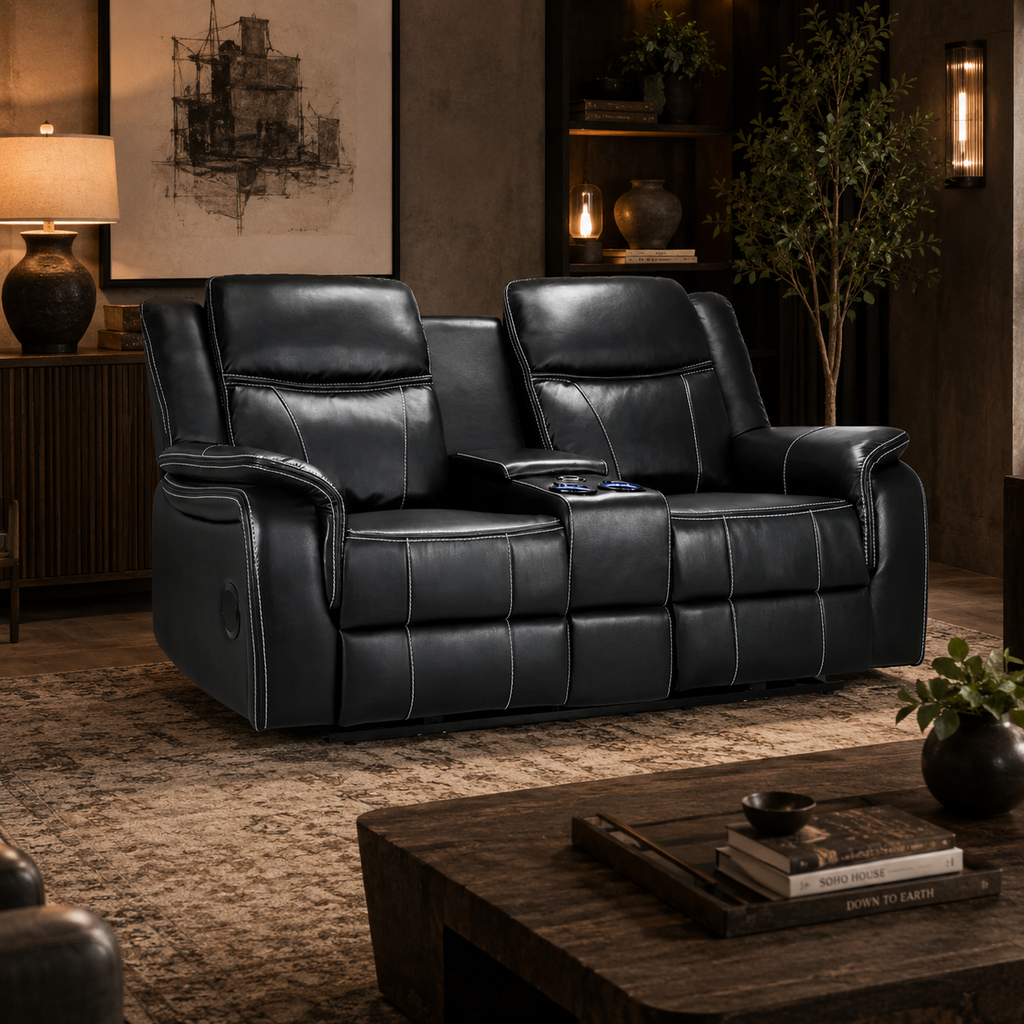 Galaxy Tech Power Reclining 2 Seater And Console