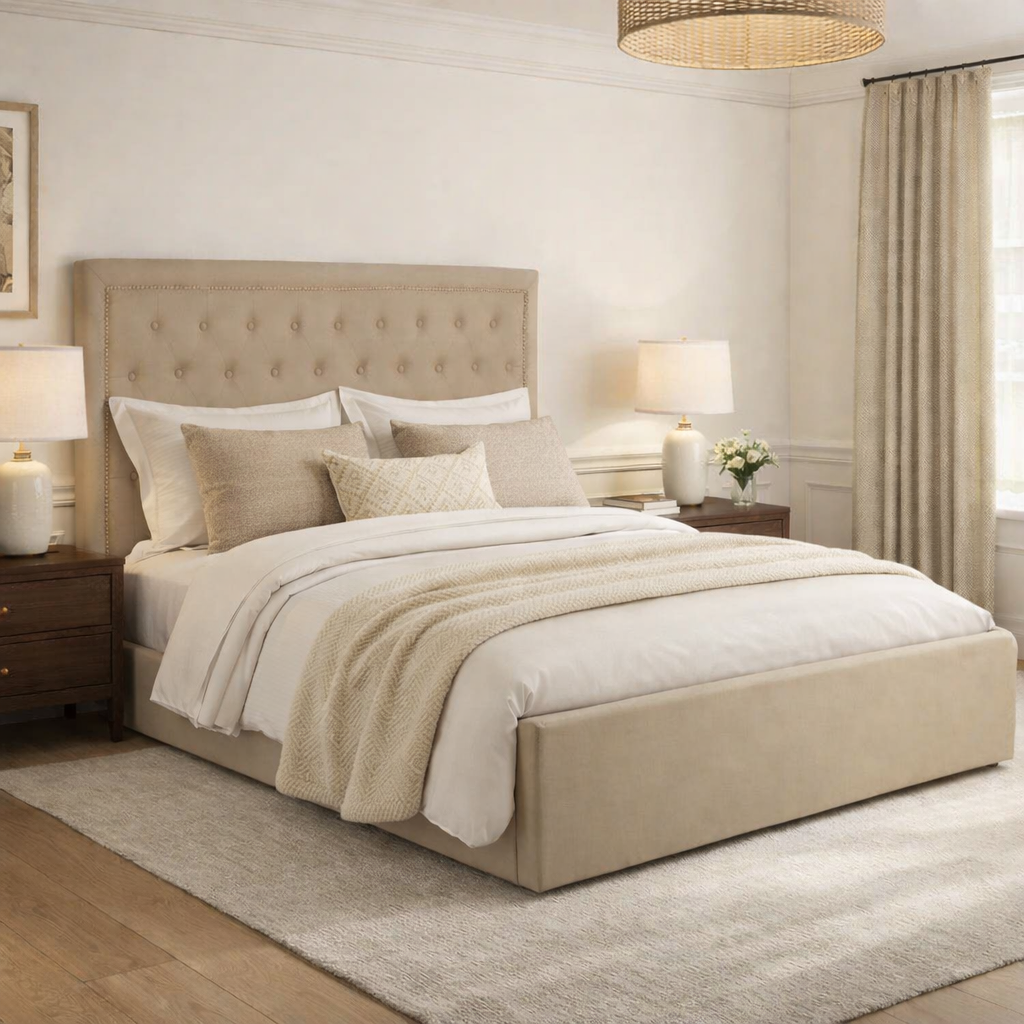 Hannah Beige Ottoman Double Bed
