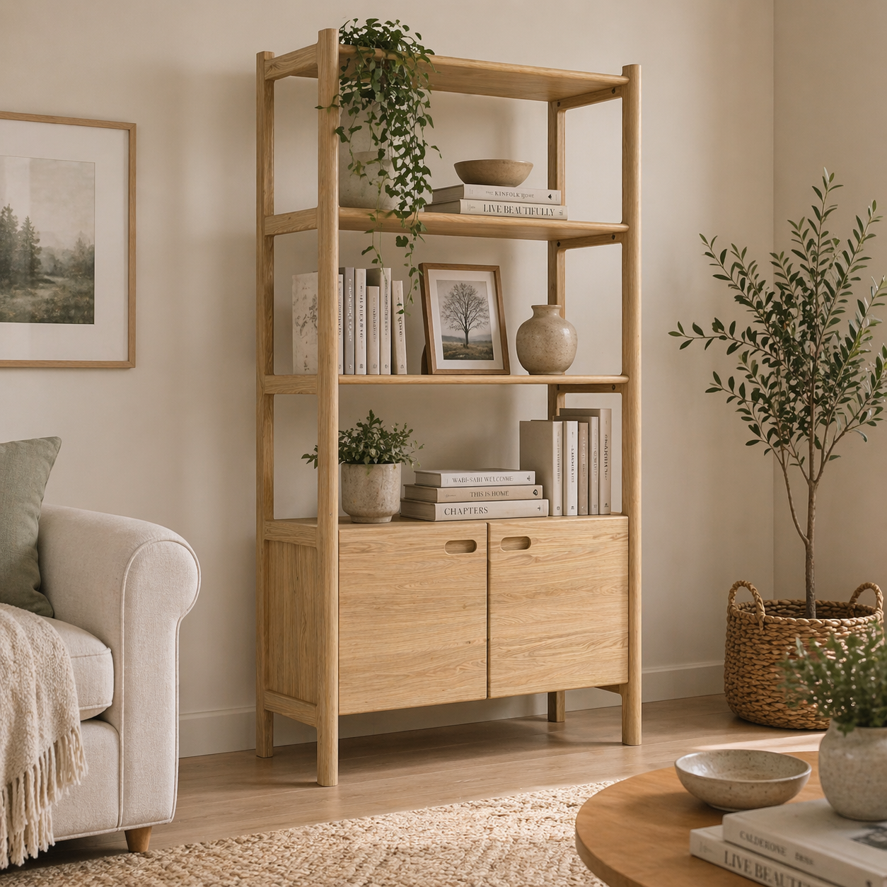 Hazlemere Oak 2 Door Single Bookcase
