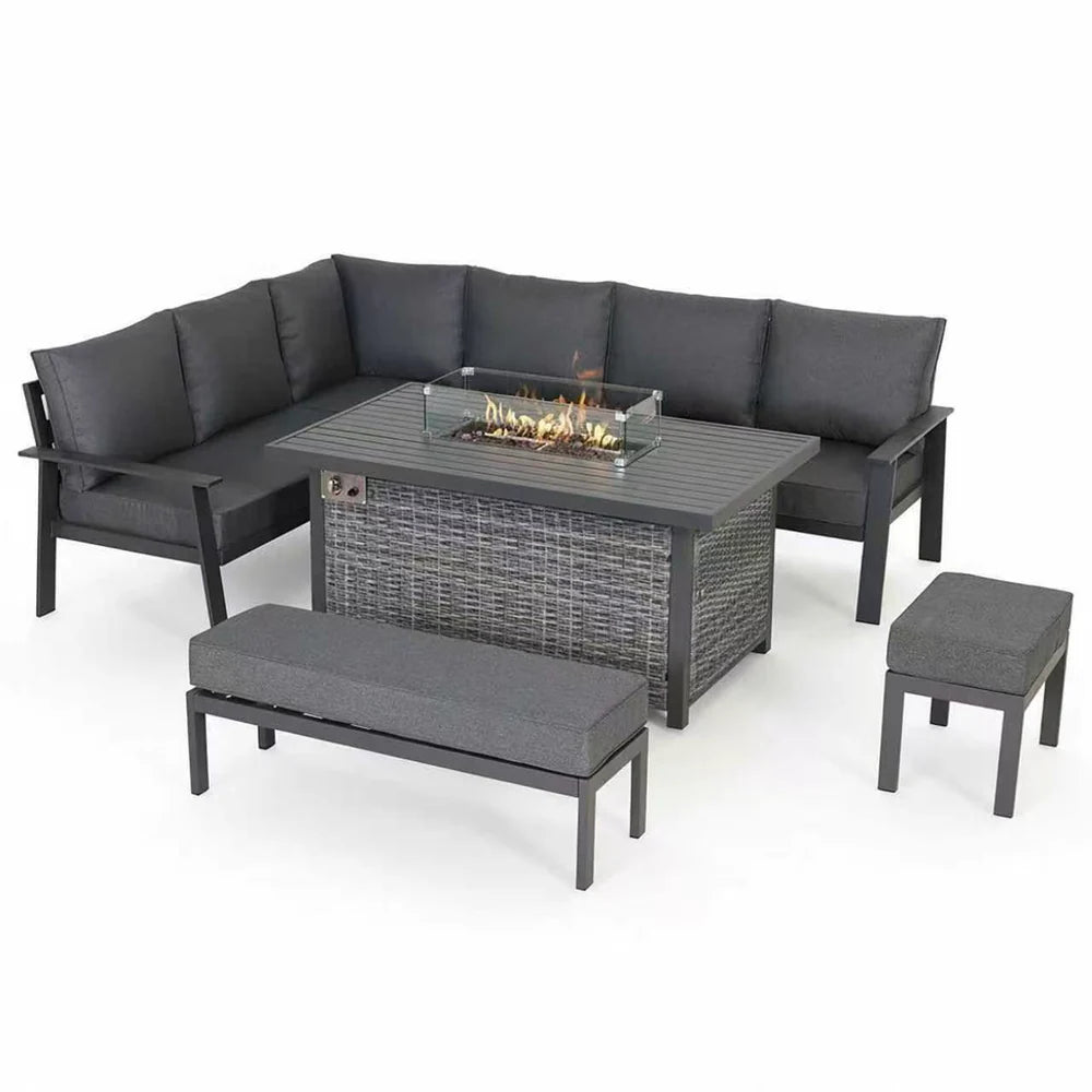 Titan Range High Back Left Hand Corner Sofa Set with Fire Pit Table
