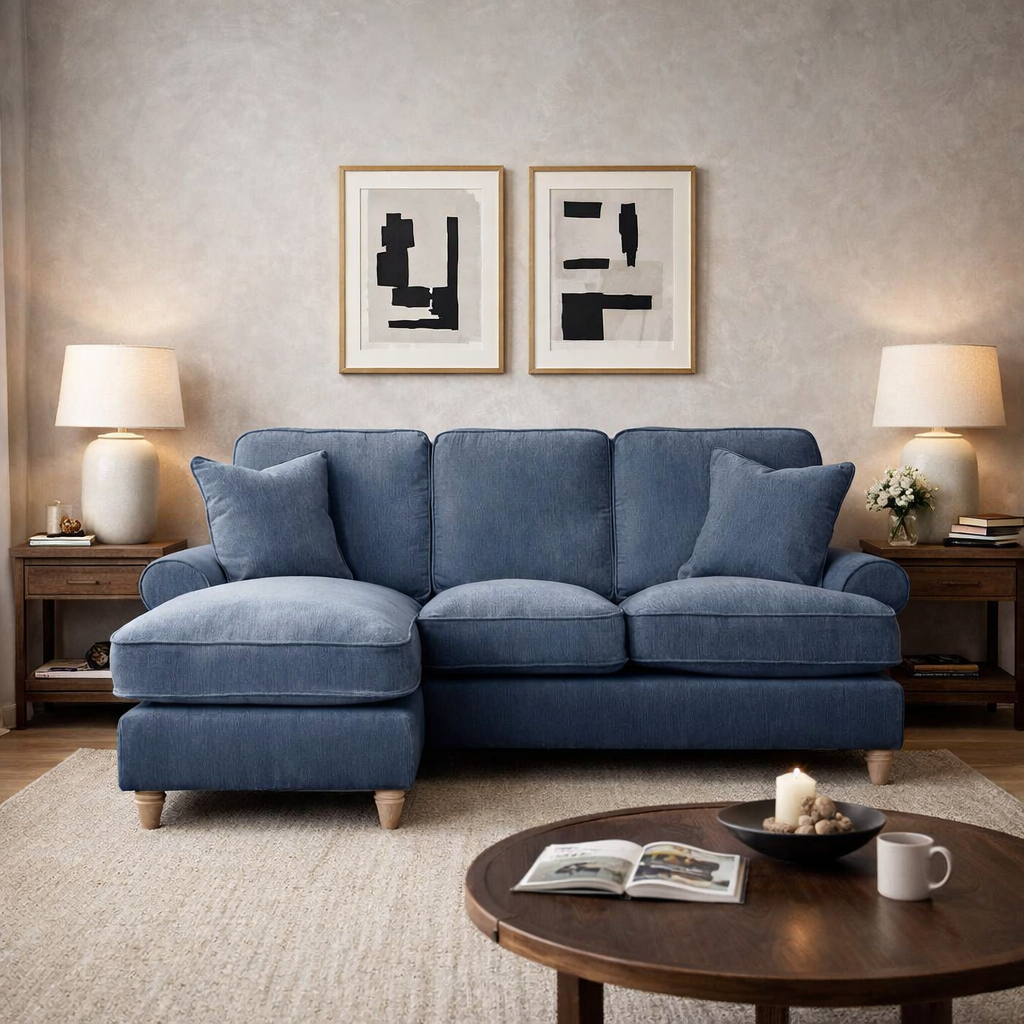 Left Hand Chaise Sofa Manhattan Navy The Great Sofa Company | Victoria | Bromfield | Lola | Alfie | Mari | Longfellow | Duresta Style
