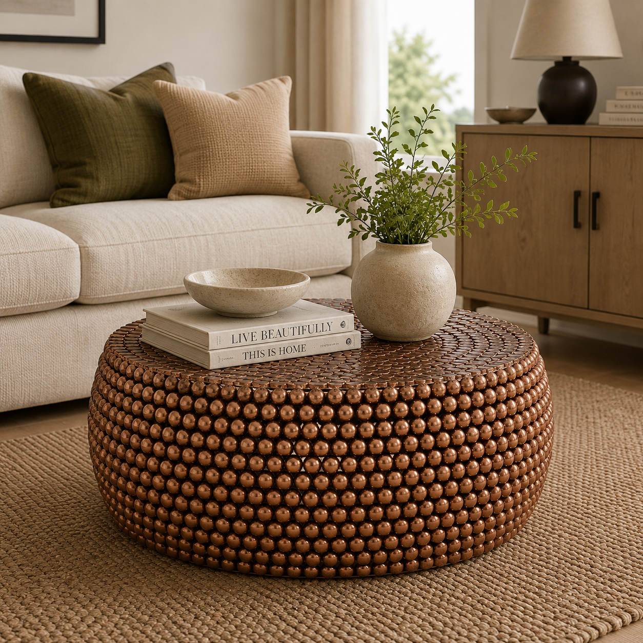 Templar Beaded Iron Copper Coffee Table