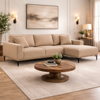 Toulon 3 Seat Natural Fabric Left Chaise Sofa