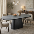 Bianca Oval Dining Table Black & Grey Sintered Stone
