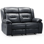 Novie Manual Recliner Sofa Fabric 2 Seater Sofa Black Leather