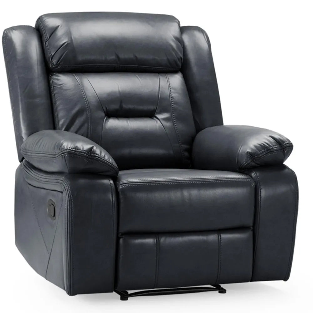 Novie Manual Recliner Sofa Fabric Armchair Sofa Black Leather
