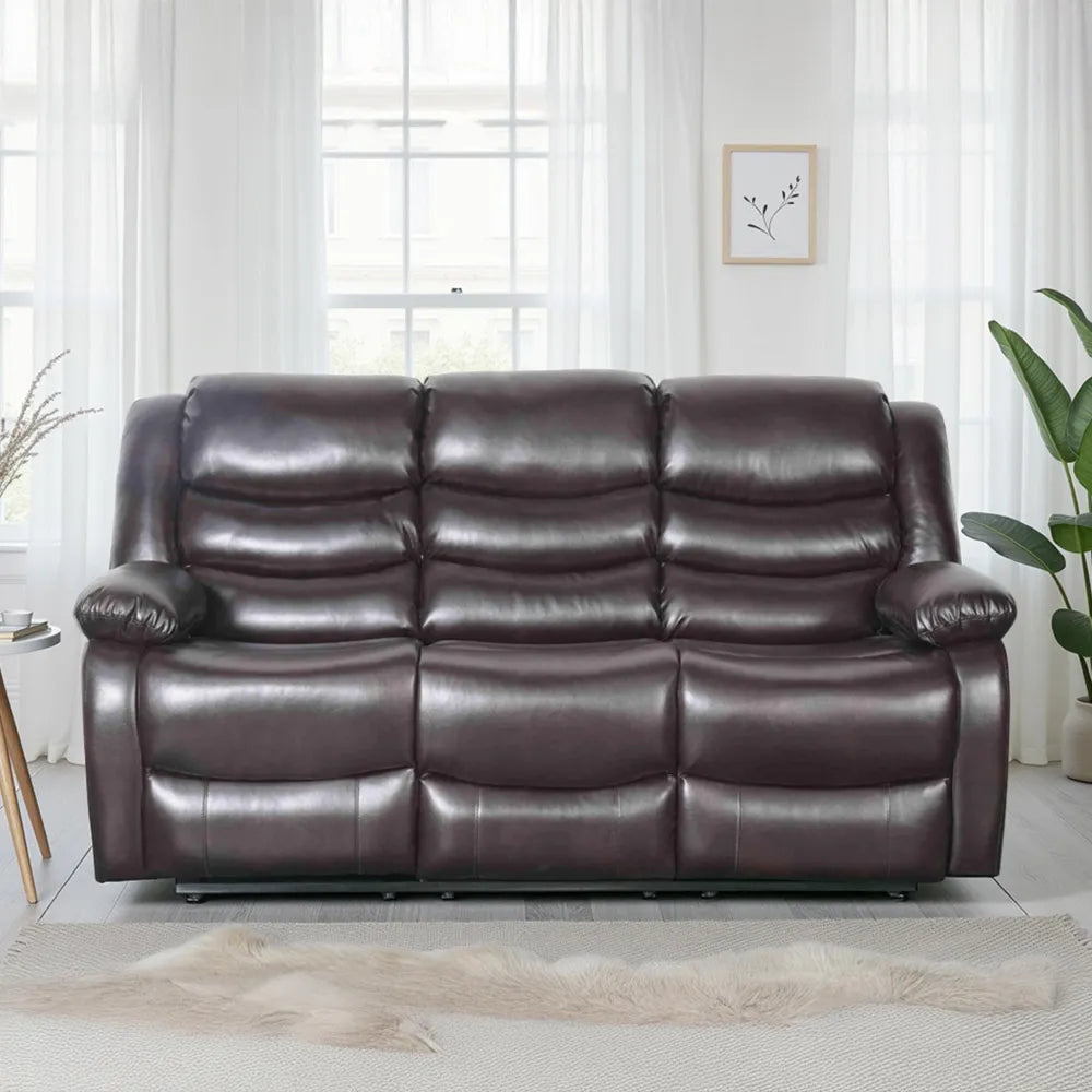 Conrad Manual Recliner Sofa Brown 3 Seater