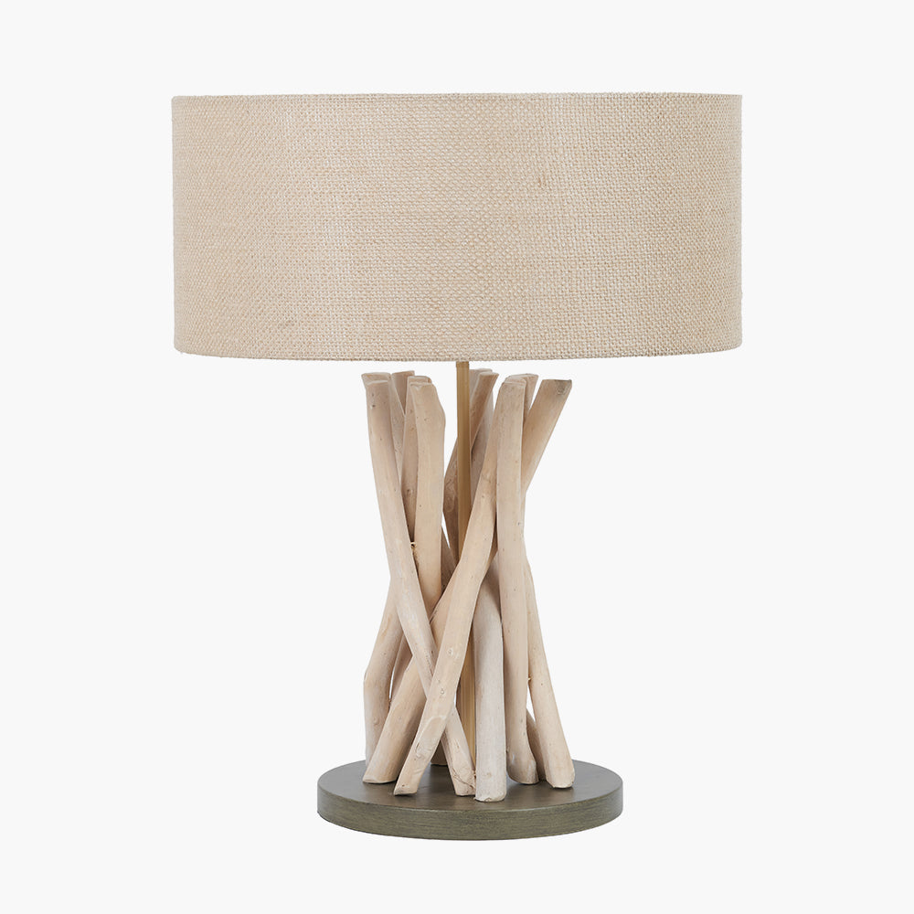 Derna Driftwood Table Lamp with Natural Jute Shade