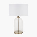 Cloche Clear Glass and Antique Brass Table Lamp