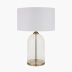 Cloche Clear Glass and Antique Brass Table Lamp