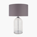 Cloche Clear Glass and Silver Table Lamp