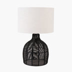 Caswell Black Rattan Cloche Table Lamp