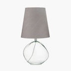 Hallie Clear Glass and Grey Shade Table Lamp