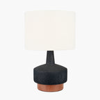 Elio Black and Wood Effect Textured Ceramic Table Lamp