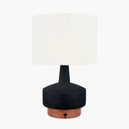 Elio Black and Wood Effect Textured Ceramic Table Lamp