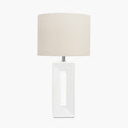 Block White Ceramic Tall Table Lamp