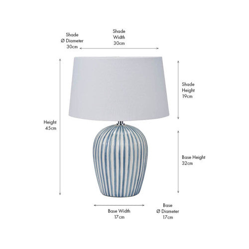 Cannes Blue and White Stripe Ceramic Table Lamp