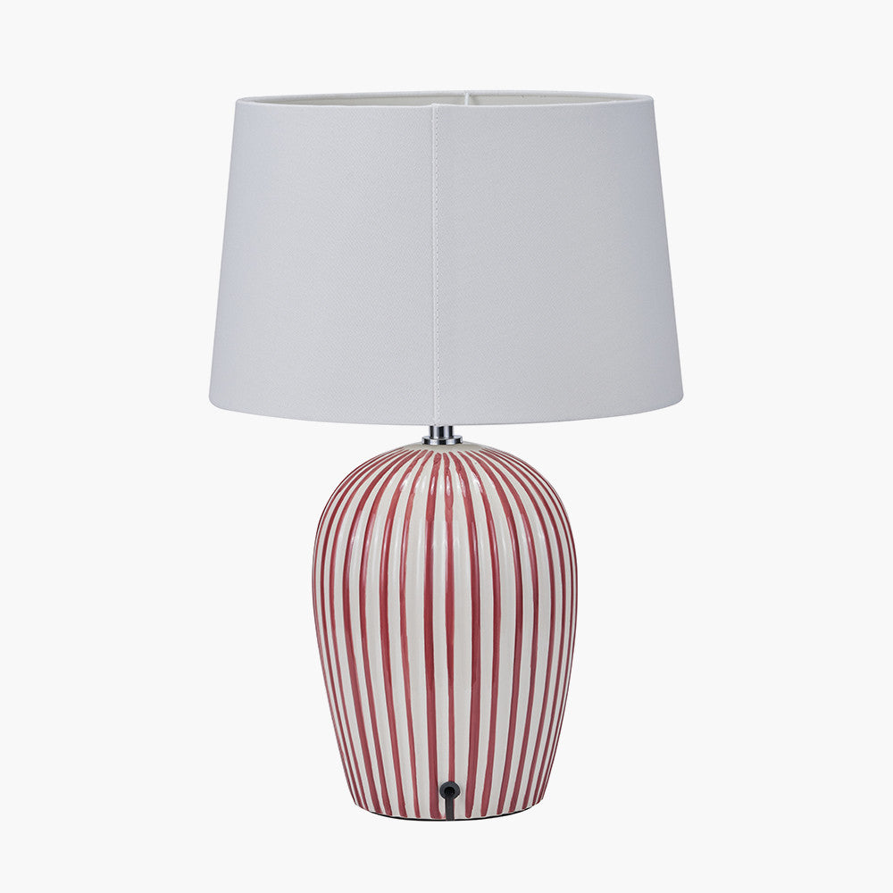 Cannes Sage and White Stripe Ceramic Table Lamp